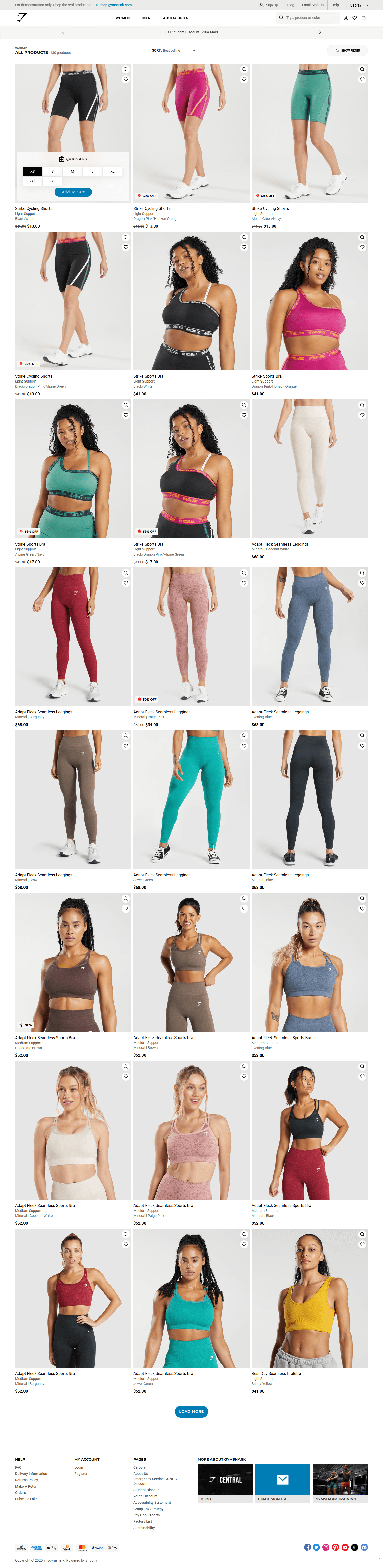 Gymshark-style collection page